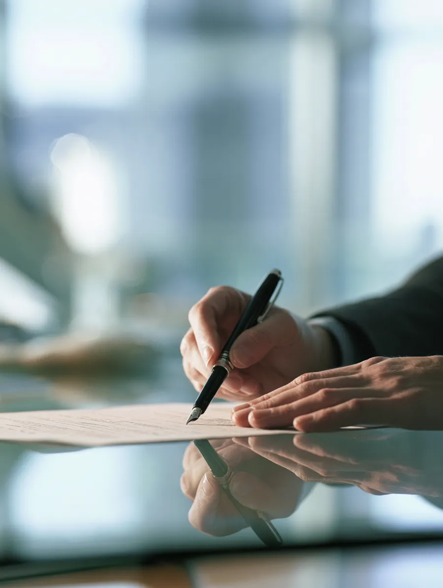 Close-up of a borrower signing a personal loan request with Oliv Financial